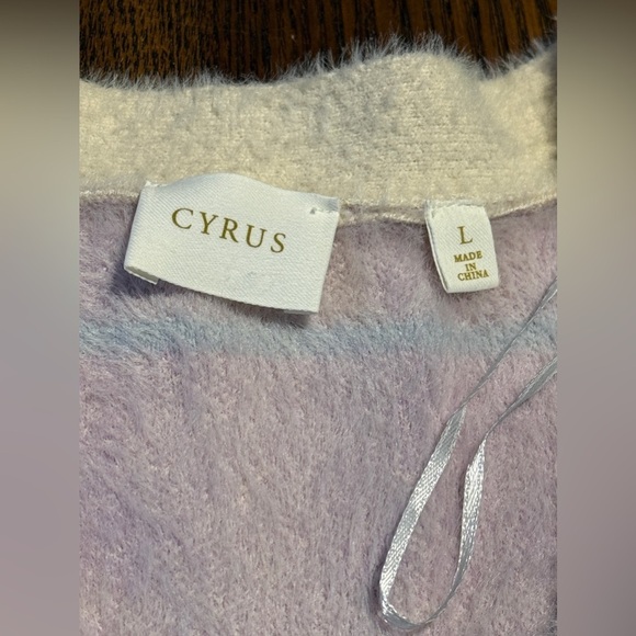 NWT Cyrus NYC Mink Button Down Cardigan plaid light academia preppy clueless L - Picture 6 of 16